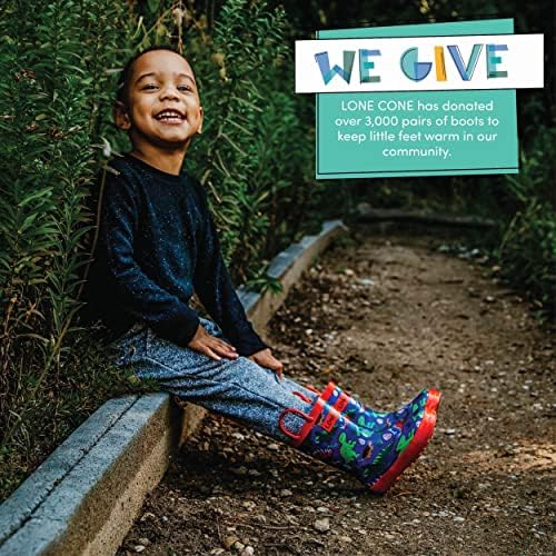 Lone Cone Kids Rain Boots For Girls & Boys – Waterproof Natural Rubber Toddler Rain Boots With Non-Slip Outsole & Easy Pull Handles – Solid Pattern & Glitter Designs