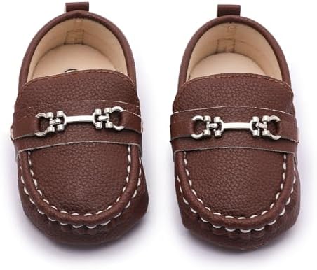 LONSOEN Baby Girls Boys Loafers Prewalker Dress Crib Shoes