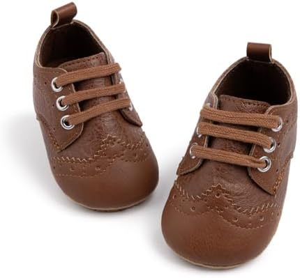 LONSOEN Baby Oxford Dress Shoes Infant Toddler Wingtip Crib First Walking Shoes