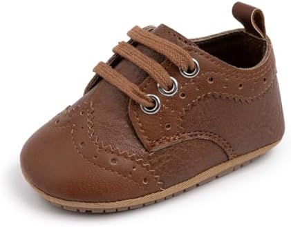 LONSOEN Baby Oxford Dress Shoes Infant Toddler Wingtip Crib First Walking Shoes