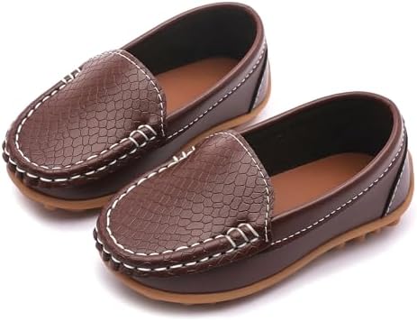 LONSOEN Toddler Little Kid Boys Girls Soft Slip On Loafers Dress Flat Shoes