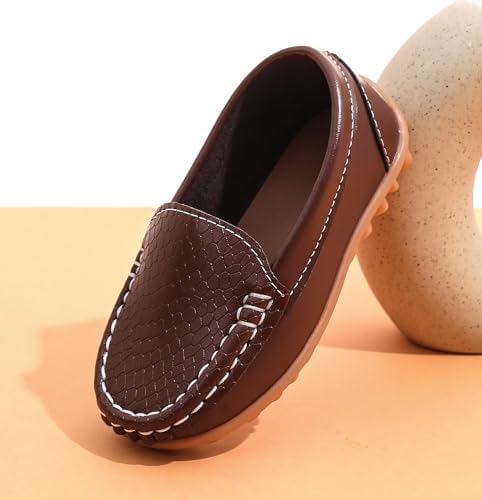 LONSOEN Toddler Little Kid Boys Girls Soft Slip On Loafers Dress Flat Shoes