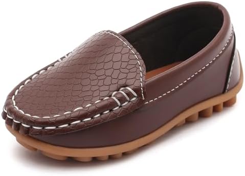 LONSOEN Toddler Little Kid Boys Girls Soft Slip On Loafers Dress Flat Shoes