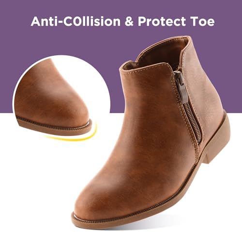 LseLom Girls Ankle Boots Low Heel Side Zipper Fall Winter Booties Outdoor Shoes For Little Kids/Big Kids