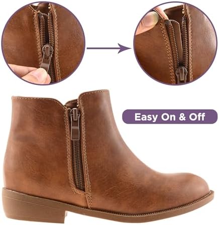 LseLom Girls Ankle Boots Low Heel Side Zipper Fall Winter Booties Outdoor Shoes For Little Kids/Big Kids