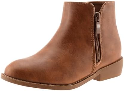 LseLom Girls Ankle Boots Low Heel Side Zipper Fall Winter Booties Outdoor Shoes for Little Kids/Big Kids