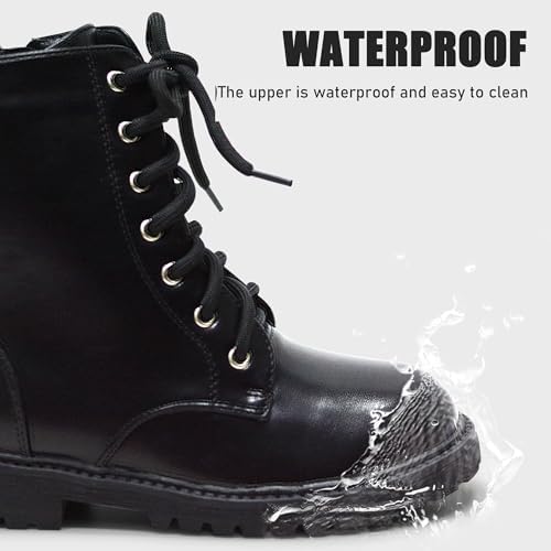 LseLom Girls Boys Side Zipper Combat Ankle Boots For Little Big Kid