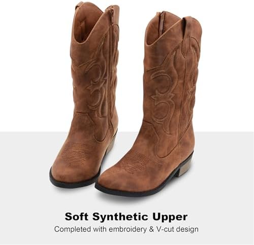 LseLom Girls Cowboy Boots Cowgirl Fashion Ankle Western Boots Boys Boots With Walking Heel Little Kid Big Kid