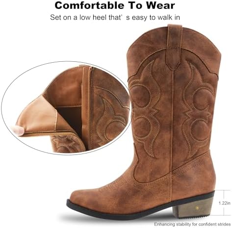 LseLom Girls Cowboy Boots Cowgirl Fashion Ankle Western Boots Boys Boots With Walking Heel Little Kid Big Kid