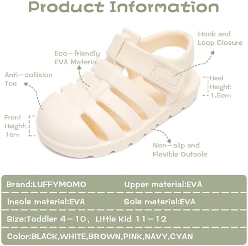 Luffymomo Unisex-Child Closed-Toe Sandals Summer Sport Lightweight Sandal EVA Outdoor Water Shoes For Boys And Girls(Little Kid/Toddler)