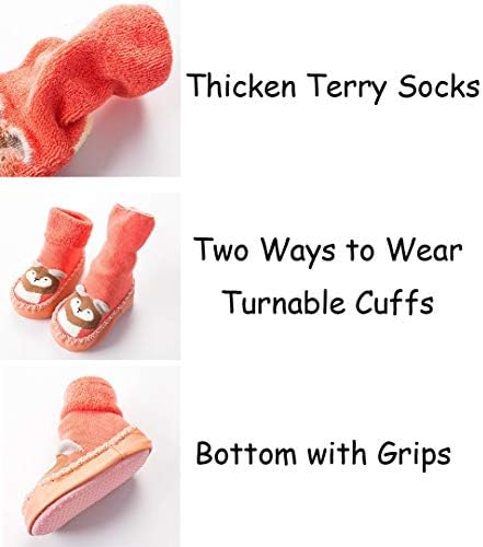 MarJunSep Infant Baby Boy Girls Toddlers Moccasins Non-Skid Indoor Slipper Shoes Socks Booties With Grips