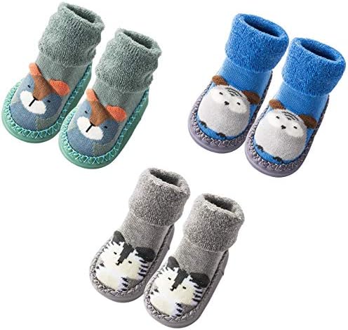 MarJunSep Infant Baby Boy Girls Toddlers Moccasins Non-Skid Indoor Slipper Shoes Socks Booties with Grips