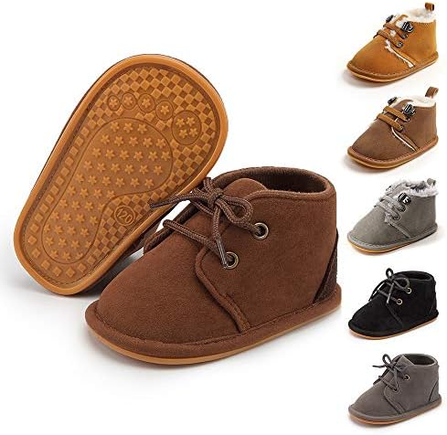 Meckior Baby Booties Newborn Infant Unisex Baby Girls Boys Velvet Rubber Anit-Slip Sole Shoes Toddler Fleece Cozy Winter Warm Prewalker Boots