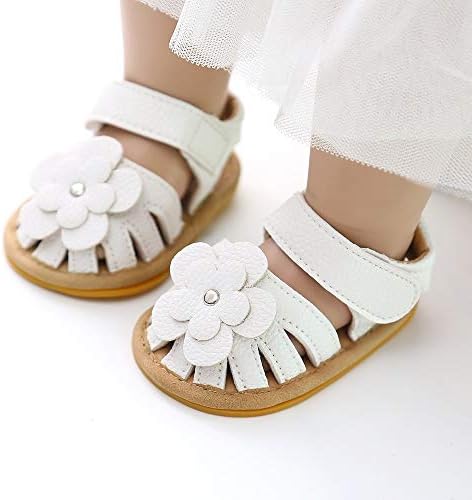 Meckior Baby Toddler Infant Girls PU Leather Soft Open Toe Summer Sandals Flower Princess Flat Shoes