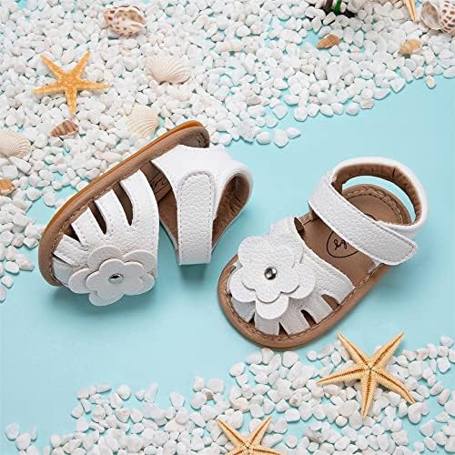 Meckior Baby Toddler Infant Girls PU Leather Soft Open Toe Summer Sandals Flower Princess Flat Shoes