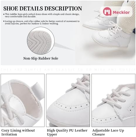 Meckior Infant Baby Boys Girls Classic PU Leather Wedding Loafers Brogue Toddler Oxford Dress Shoes First Steps Walking Flat Lazy Crib Shoe