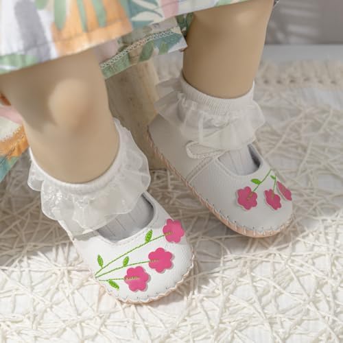 Meckior Infant Baby Girls Boys Handmade Princess Flats Toddler First Walkers Soft PU Leather Non-Slip Crib Wedding Dress Shoes