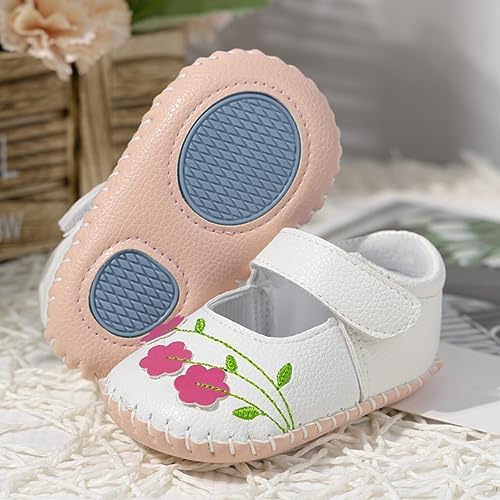 Meckior Infant Baby Girls Boys Handmade Princess Flats Toddler First Walkers Soft PU Leather Non-Slip Crib Wedding Dress Shoes