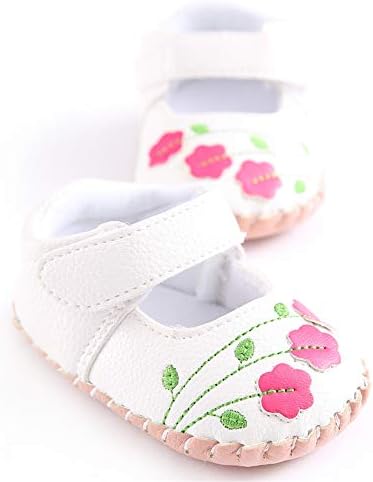 Meckior Infant Baby Girls Boys Handmade Princess Flats Toddler First Walkers Soft PU Leather Non-Slip Crib Wedding Dress Shoes