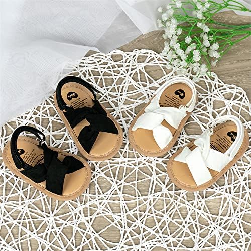 Meckior Infant Baby Girls Boys Summer Sandals Open Toe Lace Princess Dress Wedding Flats Shoes Newborn Toddler Soft Non-slip Sole First Walker Crib Shoes