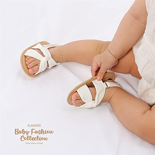 Meckior Infant Baby Girls Boys Summer Sandals Open Toe Lace Princess Dress Wedding Flats Shoes Newborn Toddler Soft Non-slip Sole First Walker Crib Shoes