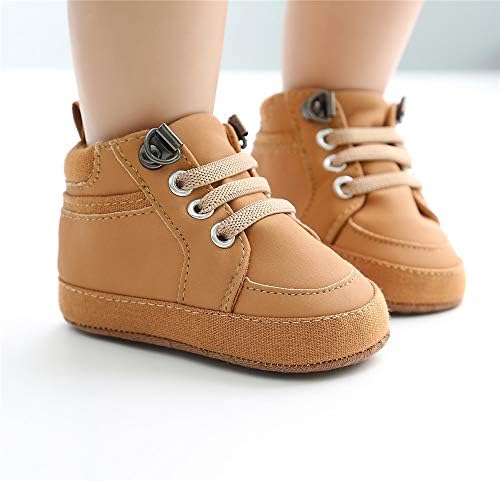 Meckior Toddler Baby Boys Girls High Tops Ankle Sneakers Soft Anti-Slip Sole PU Leather Moccasins Infant Newborn Prewalker First Walking Crib Shoes