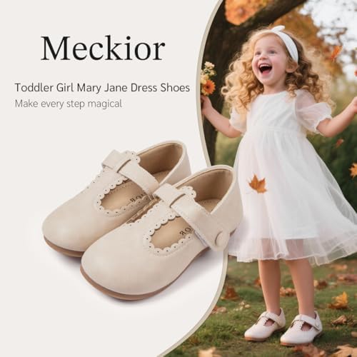 Meckior Toddler Little Girl Mary Jane Dress Shoes Ballet Flats For Girl Party School Shoes Bowknot Princess Shoes