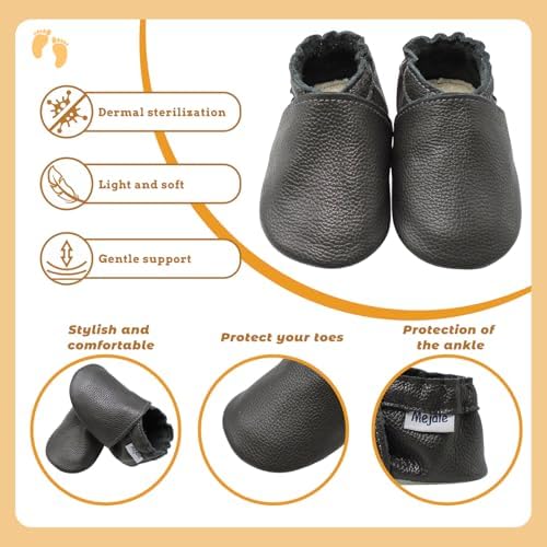 Mejale Baby Boy Girl Shoes Soft Soled Leather Moccasins Anti-Skid Infant Toddler Prewalker