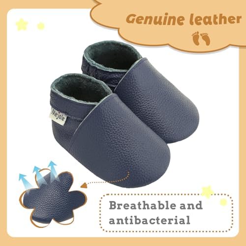Mejale Baby Infant Toddler Shoes Slip-on Soft Sole Leather Moccasins Pre-Walkers
