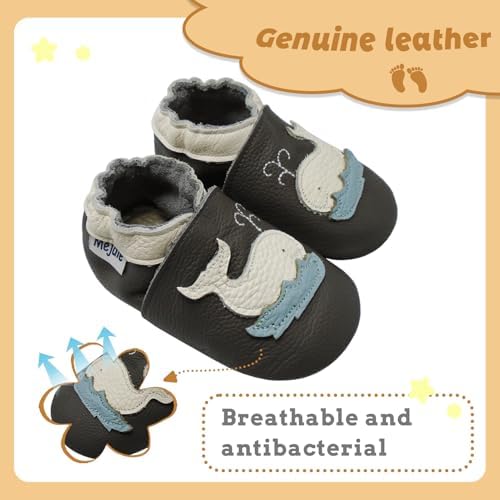 Mejale Baby Shoes Soft Sole Leather Moccasins Cartoon Butterfly Infant Toddler First Walker Slippers