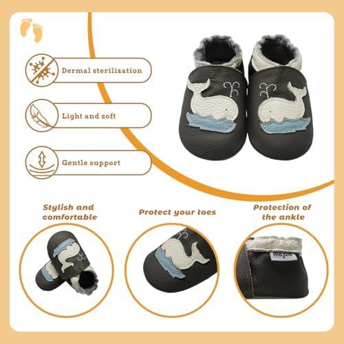 Mejale Baby Shoes Soft Sole Leather Moccasins Cartoon Butterfly Infant Toddler First Walker Slippers