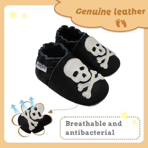 Mejale Baby Shoes Soft Sole Leather Moccasins Cartoon Butterfly Infant Toddler First Walker Slippers
