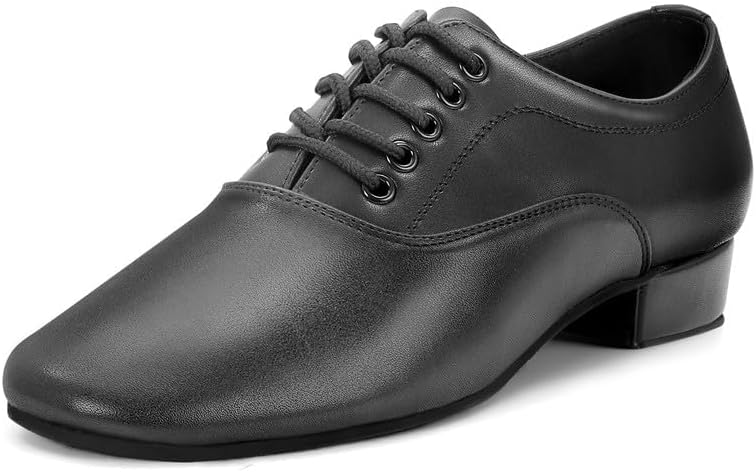 Men's Ballroom Dance Shoes - Leather Lace-up Dancing Shoes For Latin Tango Salsa Waltz Black