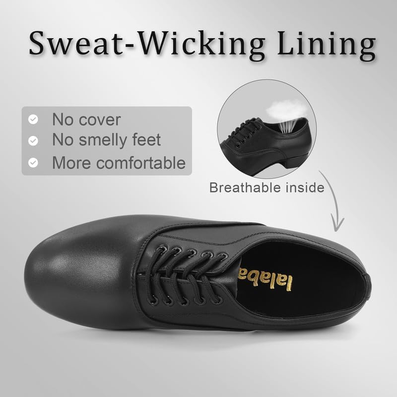 Men's Ballroom Dance Shoes - Leather Lace-up Dancing Shoes For Latin Tango Salsa Waltz Black