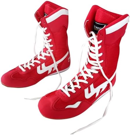 Men's Boxing Shoes High Top Training Wrestling Shoes Long Boots Boxing Shoes Mesh Breathable Competition Training Sneaker