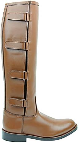 Mens Man Invader-2 Polo Players Boots Tall Knee High Leather Equestrian Tan