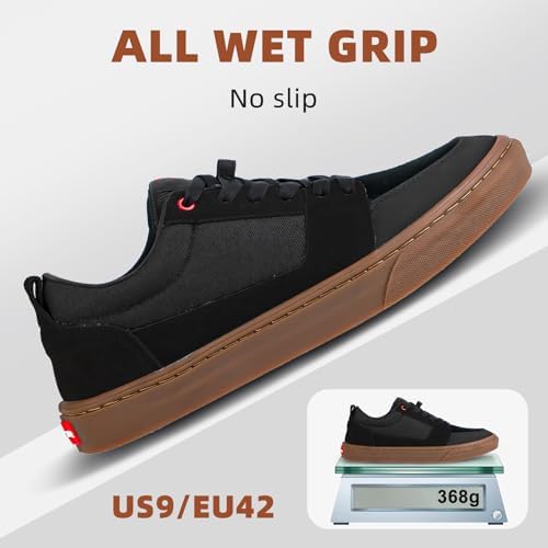 Mens MTB Mountain Bike Cycling Shoes For Flat Pedals Suitable For Free Riding Mountain Biking D/H Enduro Cross Trail Commuter BMX Black