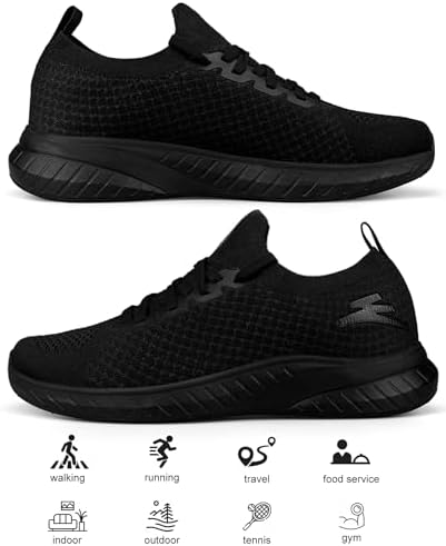 Mens Slip On Lightweight Walking Shoes Non Slip Breathable Running Shoes Comfort Tennis Workout Gym Sneakers With Shoelace