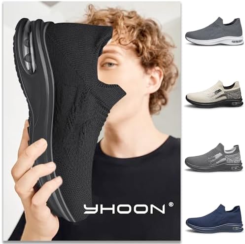 Mens Walking Shoes Slip On Lightweight Running Shoes Workout Athletic Tennis Shoes Gym Sneakers