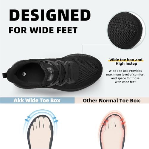 Mens Wide Sneakers - Slip On Memory Foam Walking Shoes Breathable Non Slip Tennis Running Shoe Ultra Lightweight Comfortable Workout Gym Jogging And Casual Sports