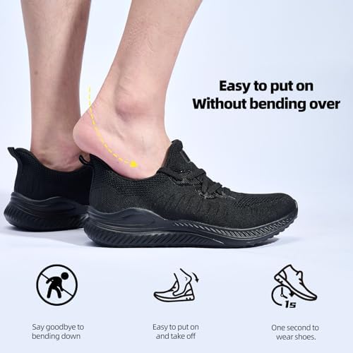 Mens Wide Sneakers - Slip On Memory Foam Walking Shoes Breathable Non Slip Tennis Running Shoe Ultra Lightweight Comfortable Workout Gym Jogging And Casual Sports