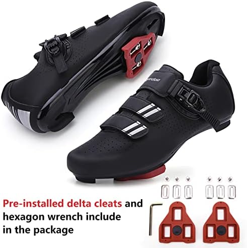 Mens Womens Cycling Shoes Compatible With Pelaton Bike Shoes Road Bike Shoes Riding Bicycle Pre-Installed With Delta Cleats Clip Indoor Outdoor Pedal