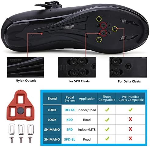 Mens Womens Cycling Shoes Compatible With Pelaton Bike Shoes Road Bike Shoes Riding Bicycle Pre-Installed With Delta Cleats Clip Indoor Outdoor Pedal