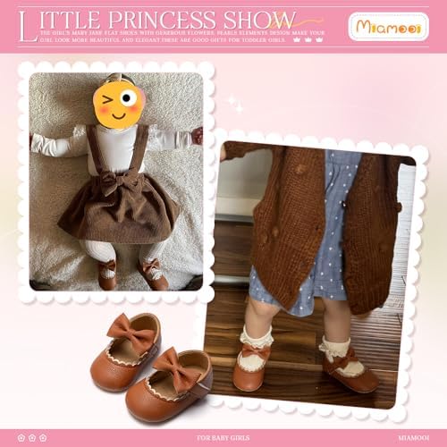 Miamooi Infant Baby Girls Wedding Dress Shoes Bow Ballet Princess Mary Jane Flats Toddler First Walkers Sneaker Newborn Crib Baptism Shoes