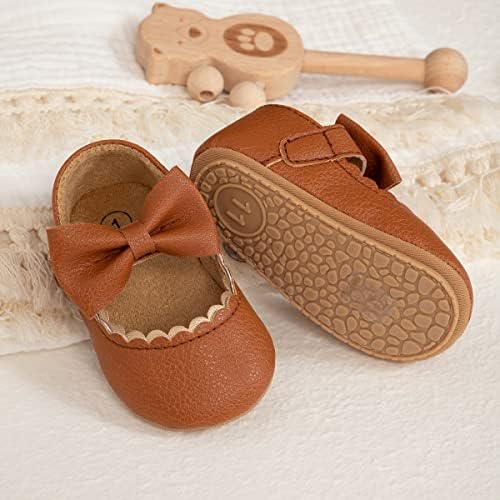 Miamooi Infant Baby Girls Wedding Dress Shoes Bow Ballet Princess Mary Jane Flats Toddler First Walkers Sneaker Newborn Crib Baptism Shoes