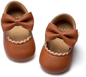 Miamooi Infant Baby Girls Wedding Dress Shoes Bow Ballet Princess Mary Jane Flats Toddler First Walkers Sneaker Newborn Crib Baptism Shoes