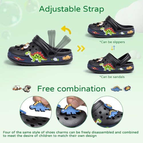 Miamooi Toddler Girls Boys Clogs Cute Cartoon Garden Water Clogs Little Kid Non-Slip Slides Indoor Outdoor Waterproof Beach Sandals Slip-on Beach Pool Shower Slippers Water Shoes