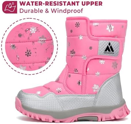 Mishansha Girls Boys Toddler/Little Kid/Big Kid Winter Snow Boots Warm Waterproof Anti-Slip Anti-Collision Hight-Cut For Outdoor Skiing