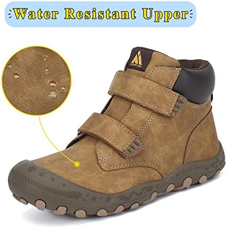 Mishansha Unisex-Child Outdoor Ankle Hiking Boots Boys Girls Trekking Walking Shoes With Hook And Loop