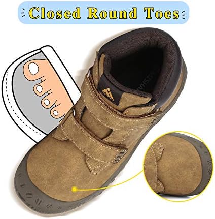 Mishansha Unisex-Child Outdoor Ankle Hiking Boots Boys Girls Trekking Walking Shoes With Hook And Loop